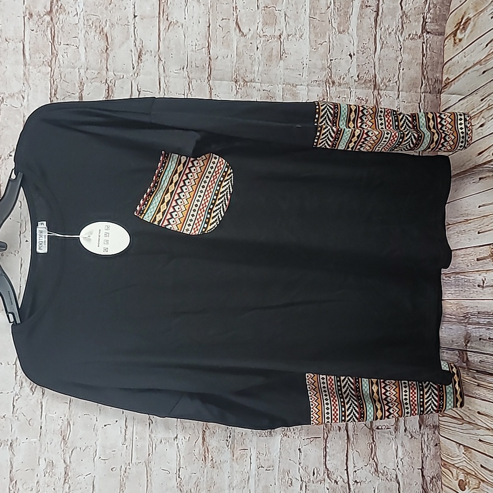 Pogtmm muti color print long sleeve shirt medium women's new with tags nwt